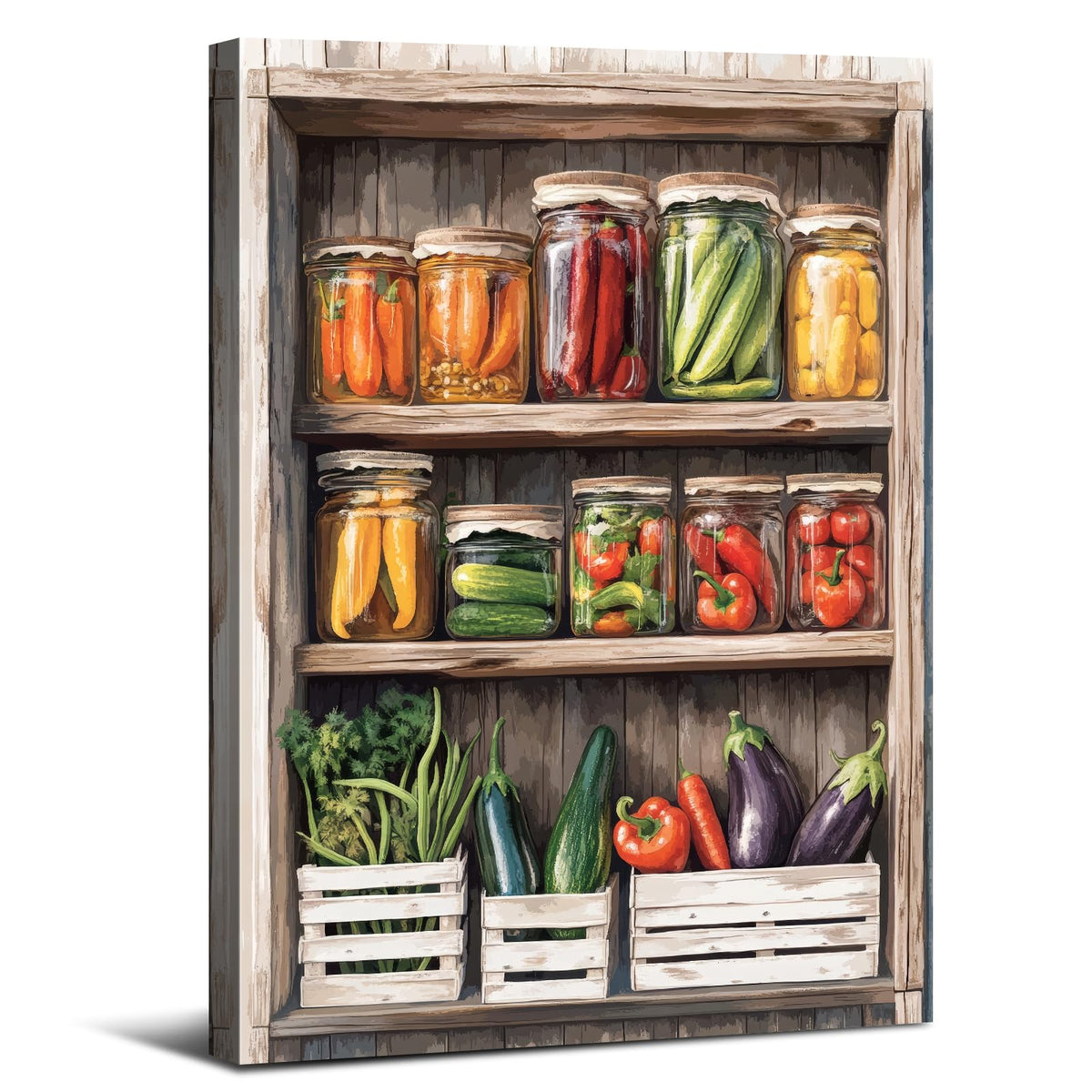 Kitchen Canvas Wall Art Colorful Food Wall Decor for Dinner Room Decorations Farmhouse Vintage Herb Mason Jar Picture Prints Poster Abstract Spices Seasoning Painting Artwork Decor 24x36 (36"L x 24"W / Kitchen)