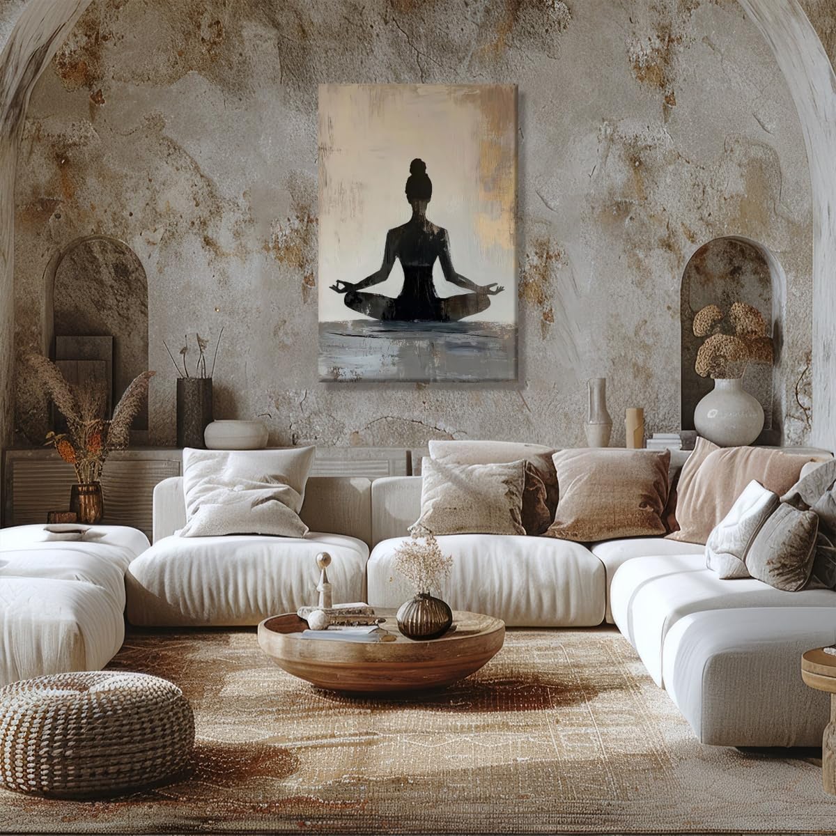 Meditation Wall Art Minimalist Yoga Pose Poster Zen Decor Calming Corner Canvas Prints Mindfulness Wellness Art for Yoga Studio Decor 24x36inch Unframed (style-2-Unframed / 24"L x 36"W - Unframed)