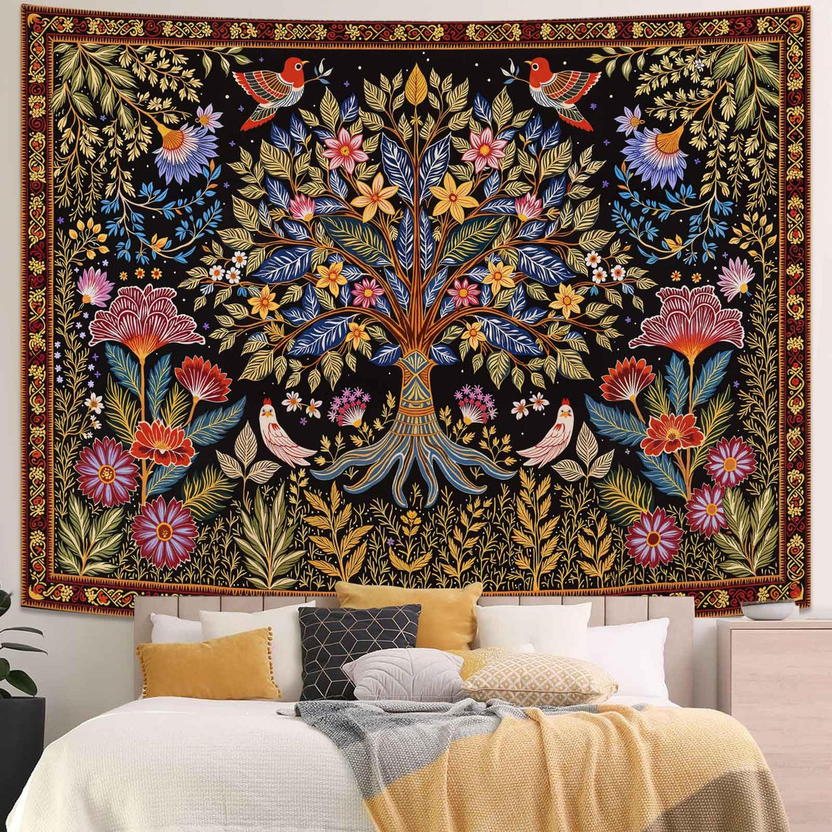 Tree of Life Wall Tapestry (60"L x 44"W / Black Red)