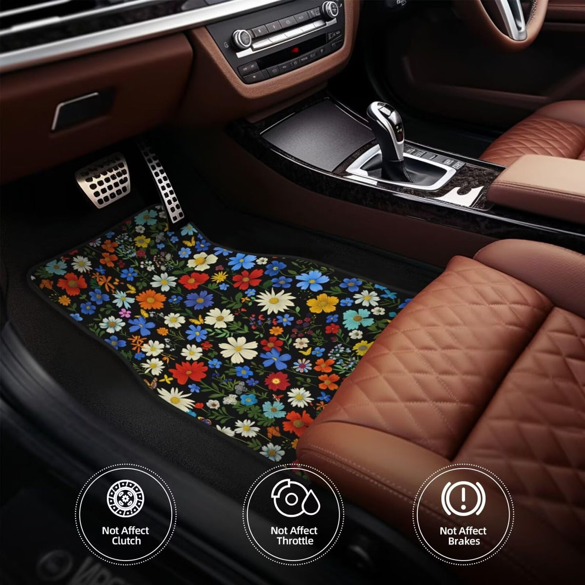 Hippie Daisy All Weather Car Floor Mats for Women Men (Flower Daisy)