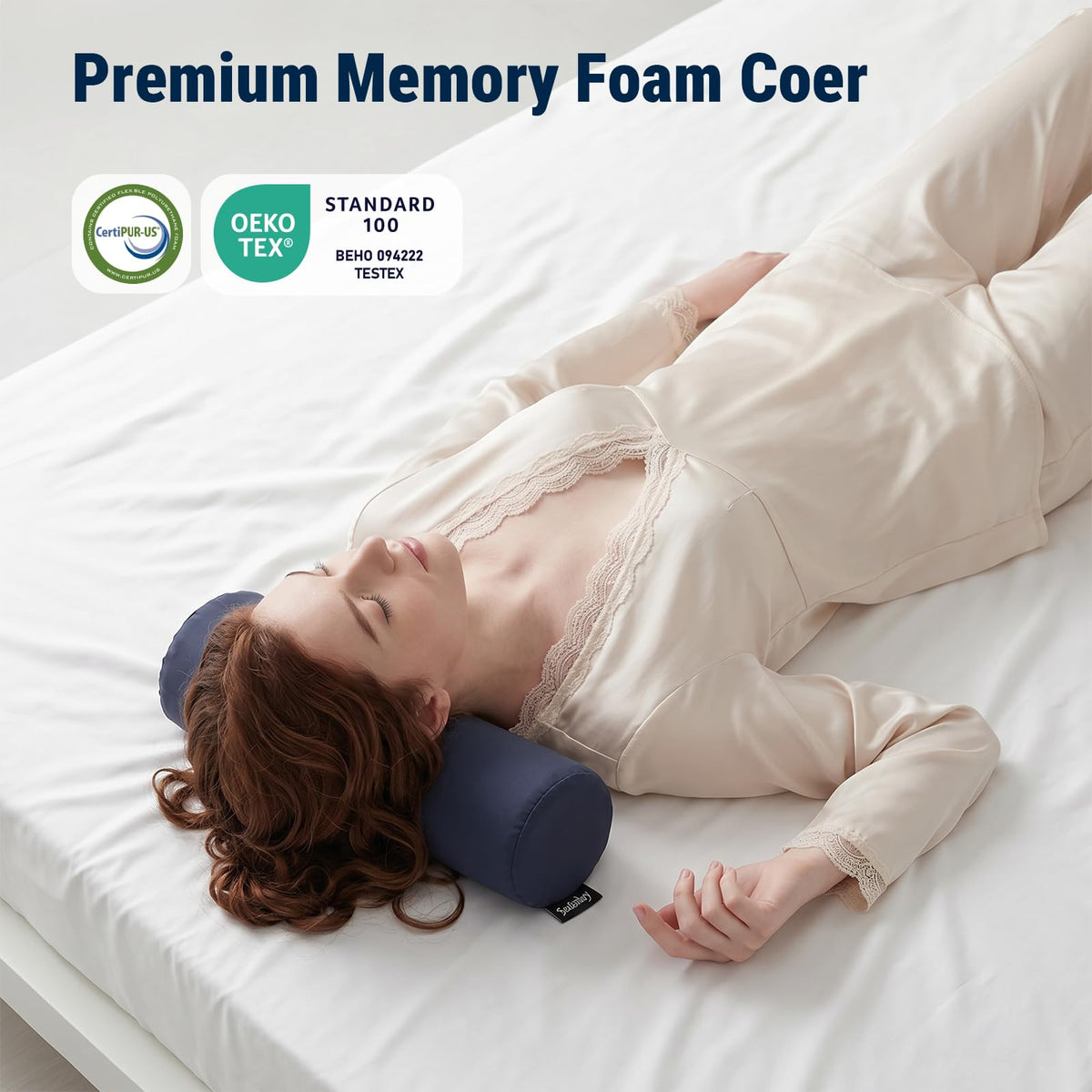 Neck Roll Pillow (Navy Blue / Medium - 5.0" H)