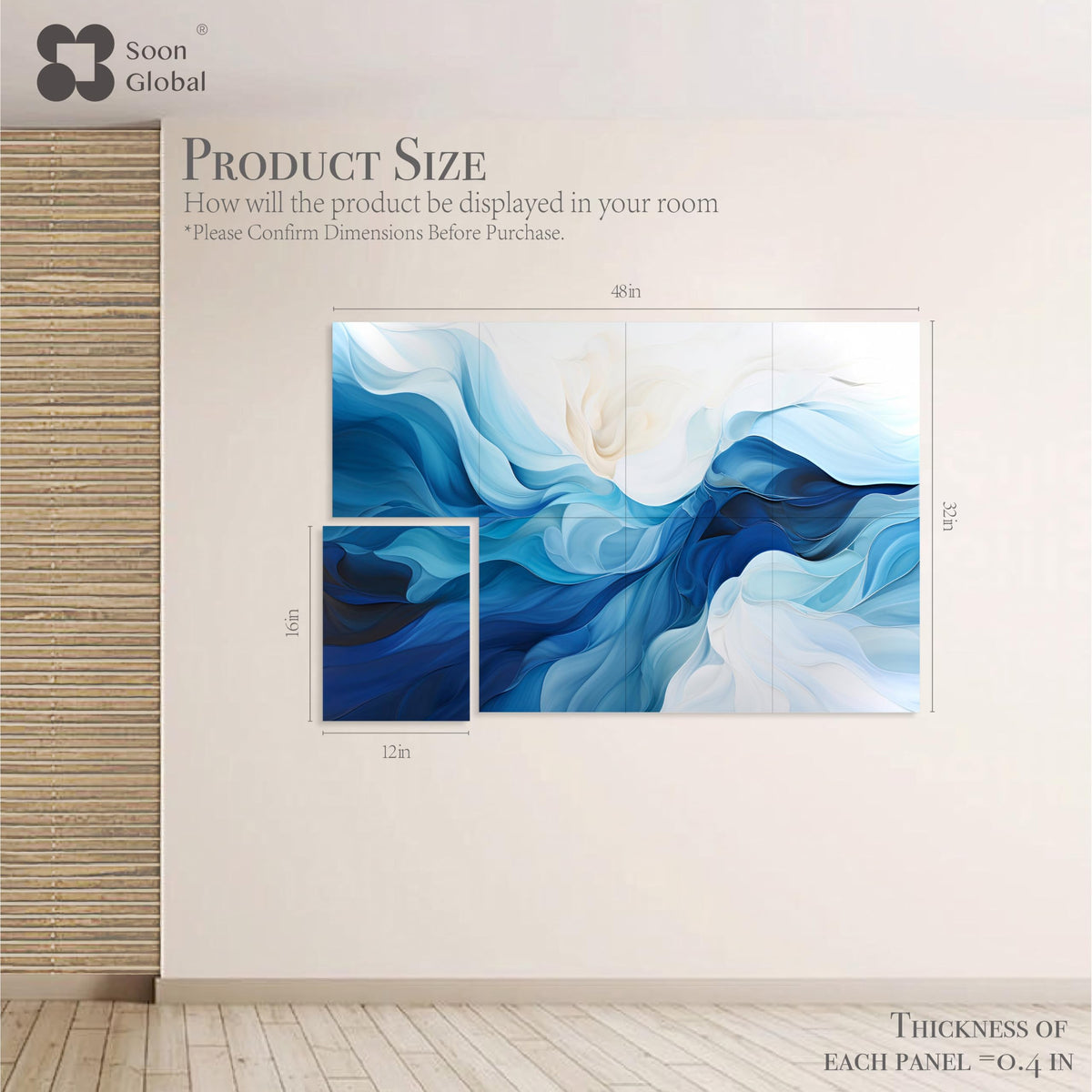 8 Pack Acoustic Panels (48 X 32 Inches / Harmony in Azure)