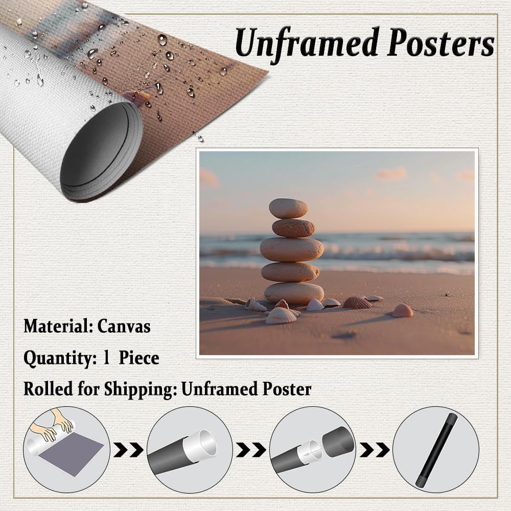 Zen Beach Stones and Shells Wall Art (Unframed-5 / 12"L x 16"W)