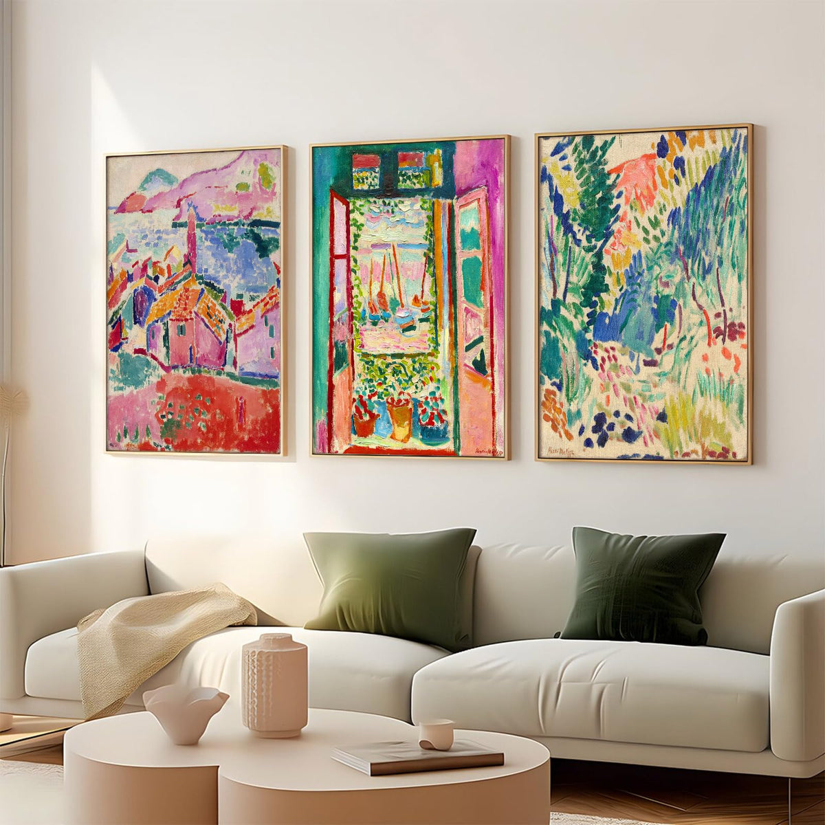 Henri Matisse Wall Art Pink Aesthetic Canvas Wall Decor Colorful Abstract Art Pictures Henri Matisse Prints Posters Boho Artwork Painting for Bedroom Living Room 12x16 Inch Unframed Set of 3 (Unframed / Henri Matisse Prints / 16"L x 12"W)