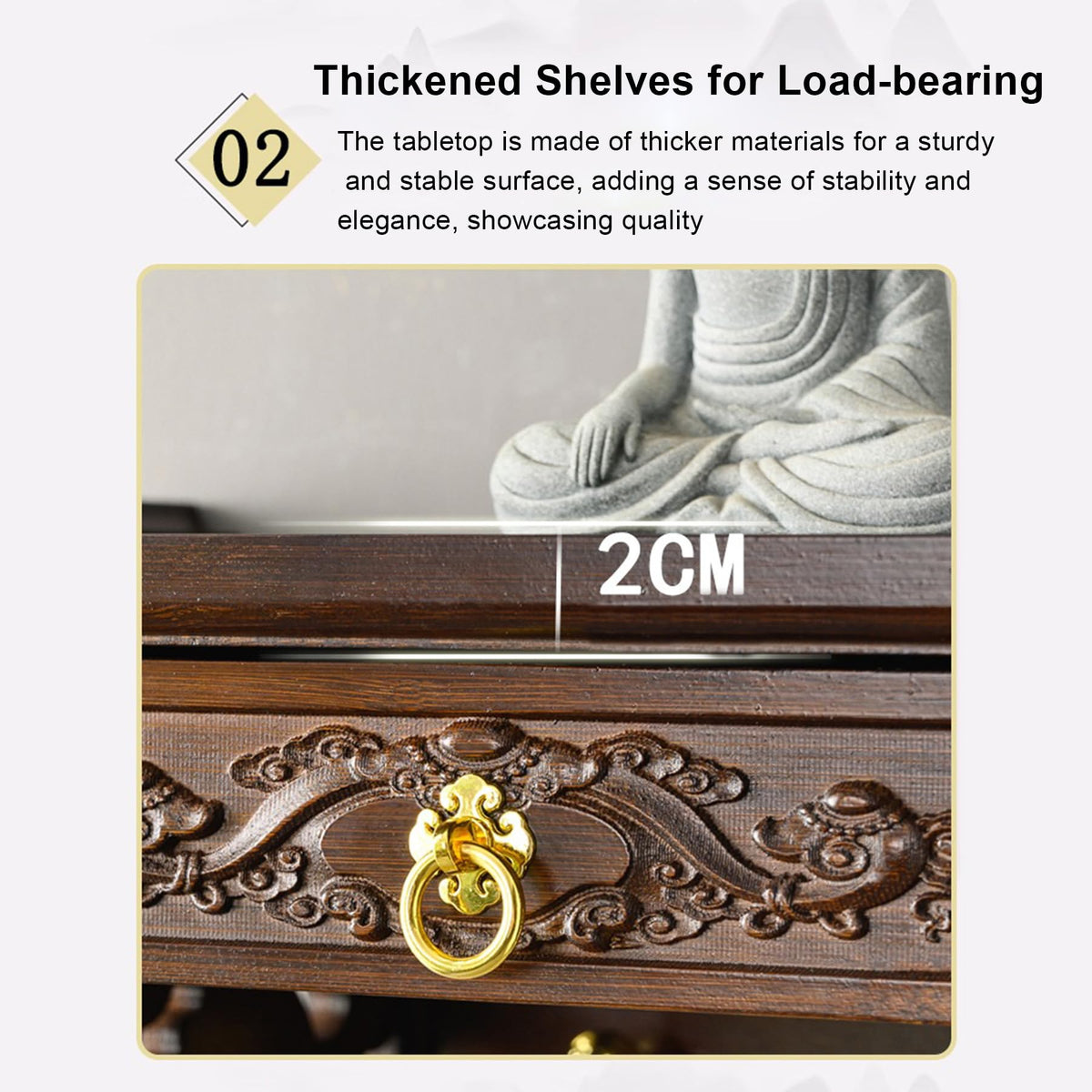 Bamboo Wooden Pooja Stand for Home Temple and Office Puja Mandir God Statue Shelf Wall Mounted Hanging Table top for Home Decor Altar Table (60cm / 23.6in)