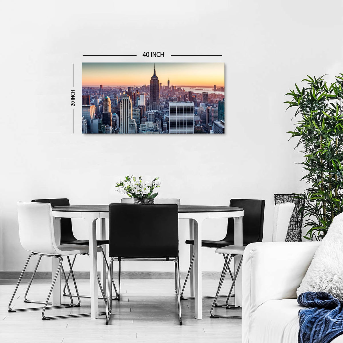 New York City Skyline Wall Art Living Room Modern Building Picture 20x40 (40"L x 20"W / New York)