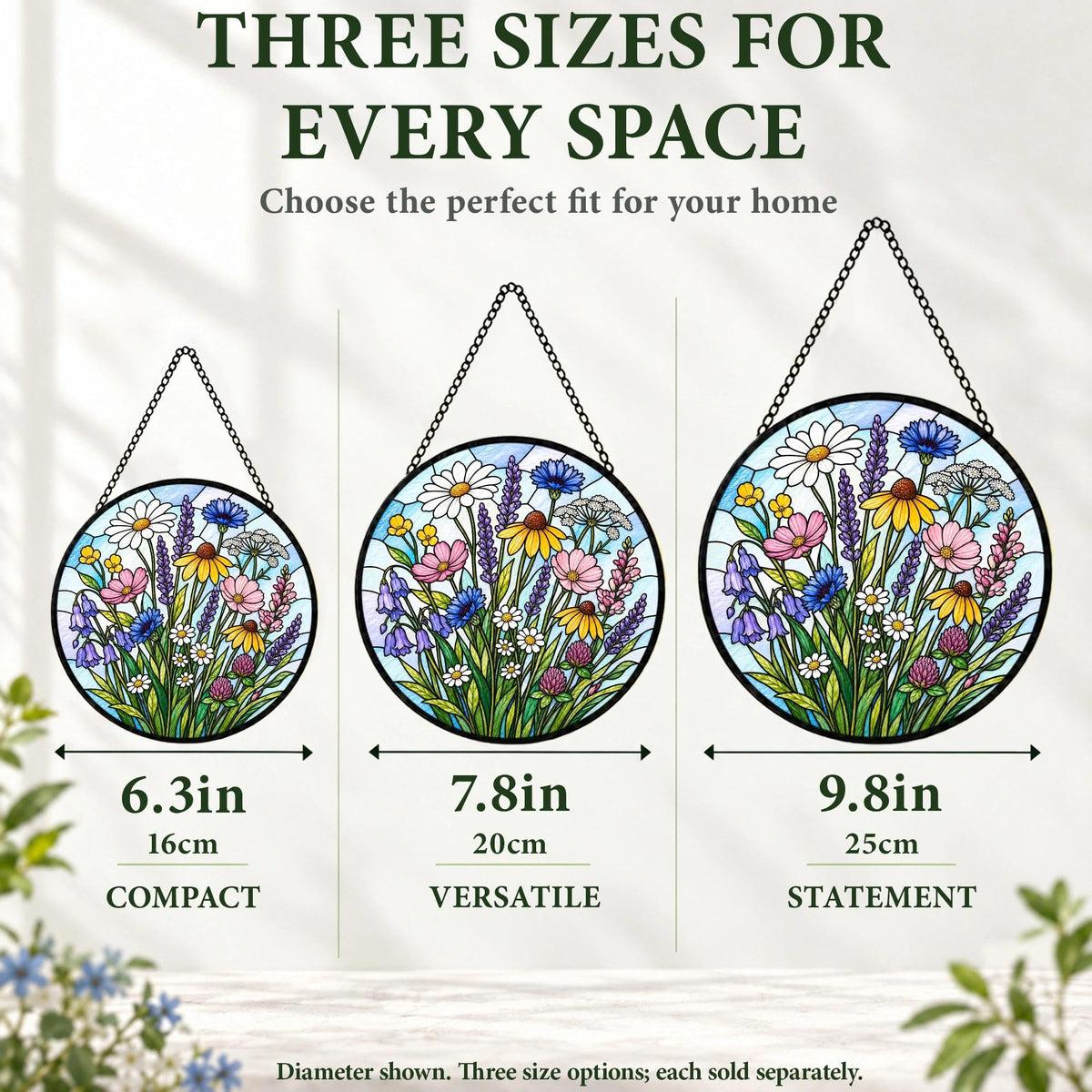 Wildflower Suncatcher Gifts for Women (Wildflowers / 9.8 x 9.8 IN)
