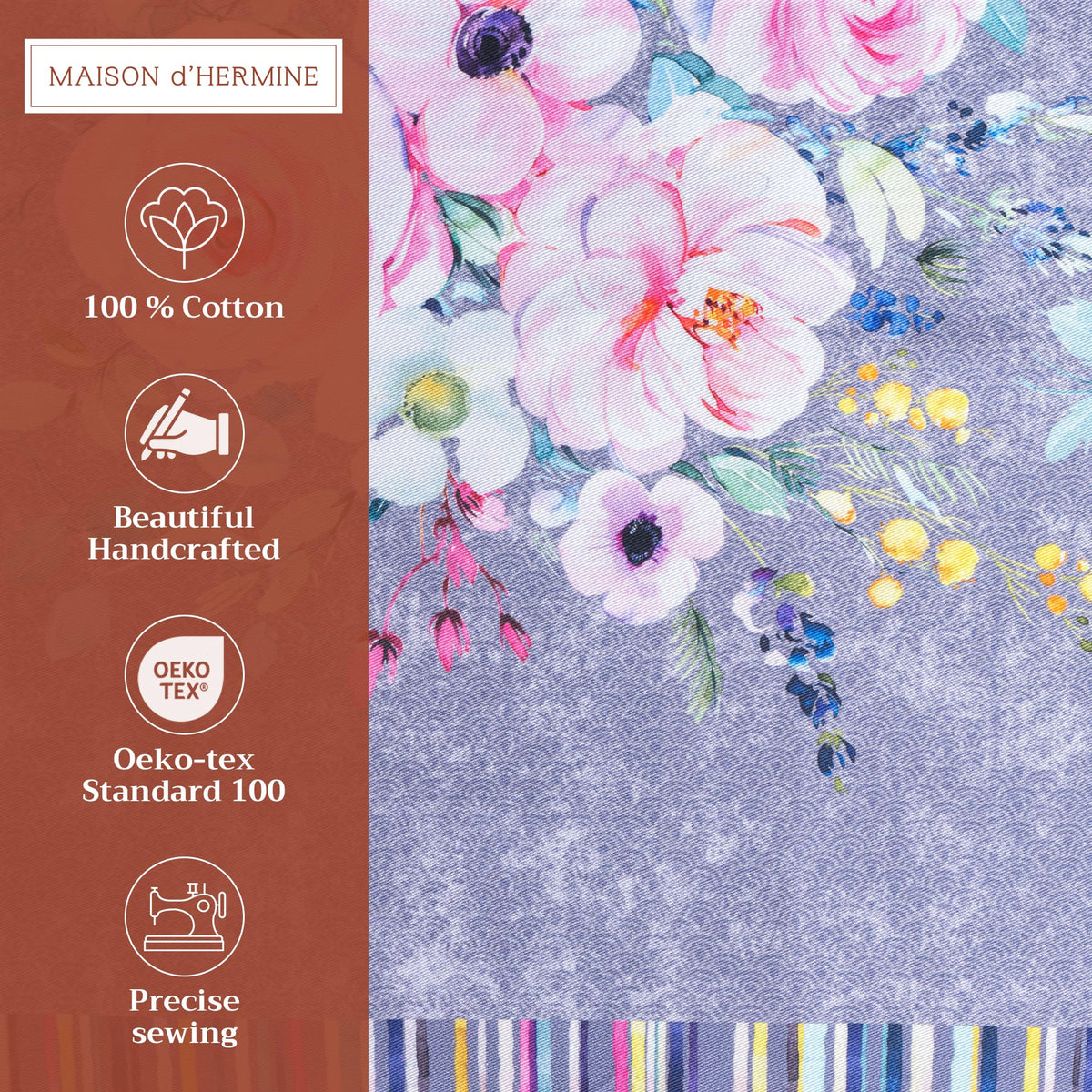 Placemats Set of 4 Reusable 100% Cotton (127 - Sweet Rose Lavender - Lush / 13" X 19" (Pack of 4))