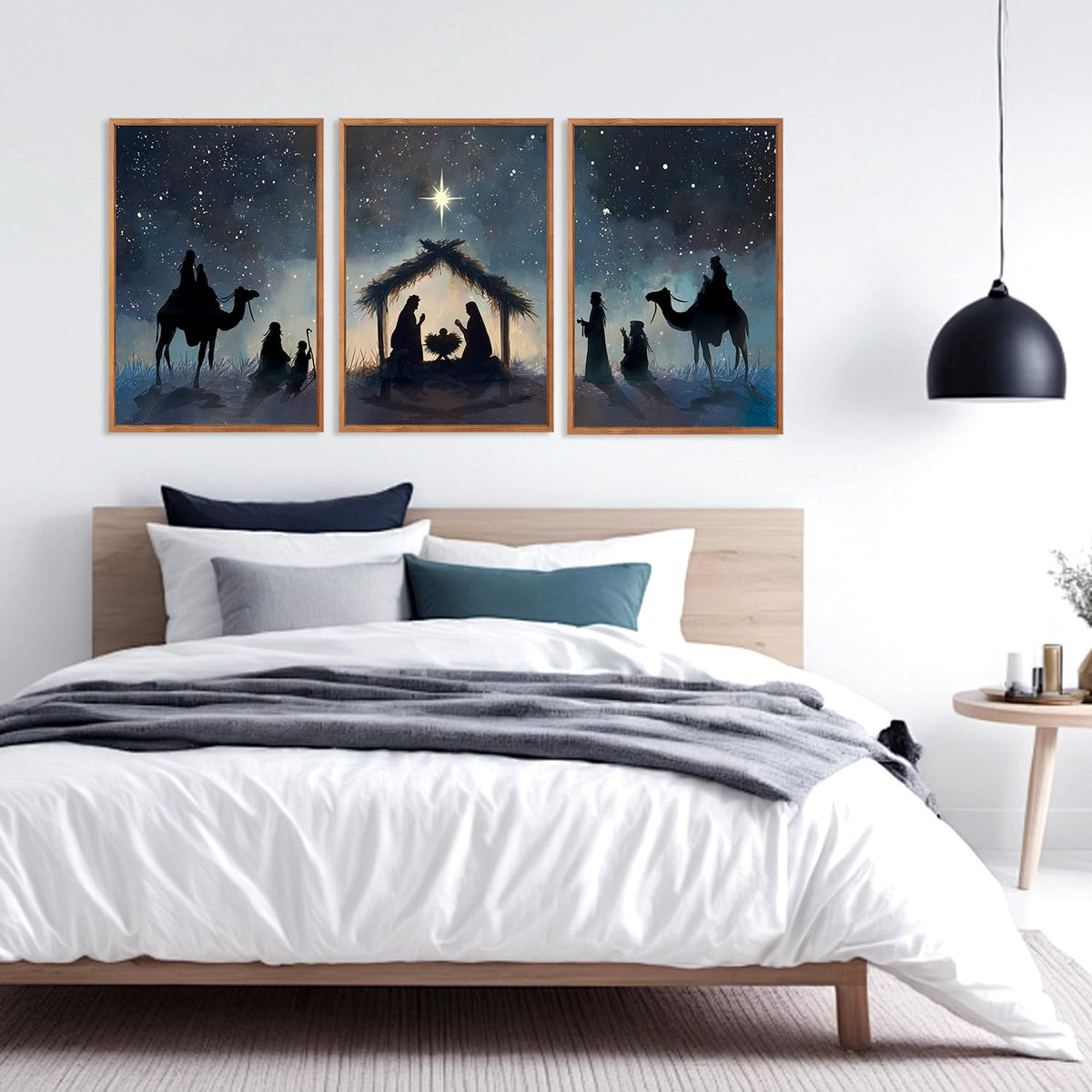 Christian Nativity Framed Canvas Wall Art (Jesus A)
