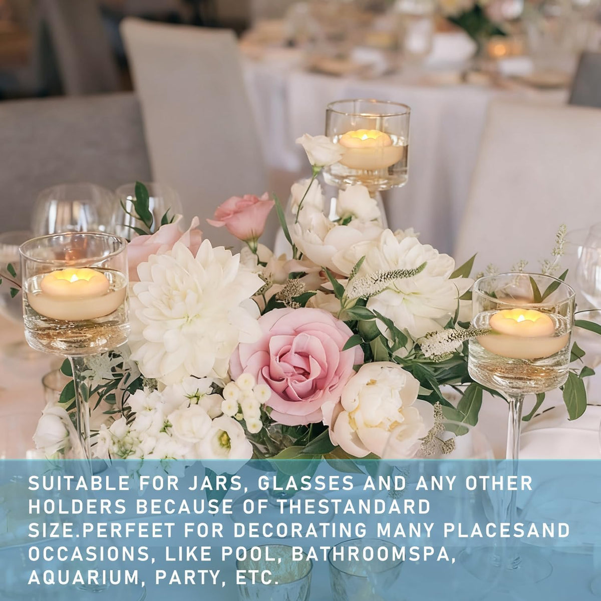 100-Pack 2-Inch+ Spiral-Pattern Water-Activated Flameless Floating LED Candles - Battery-Powered and Perfect for Wedding Vases, Bathtubs, Pools, and Large Events (100-FlamelessFloating Candles)