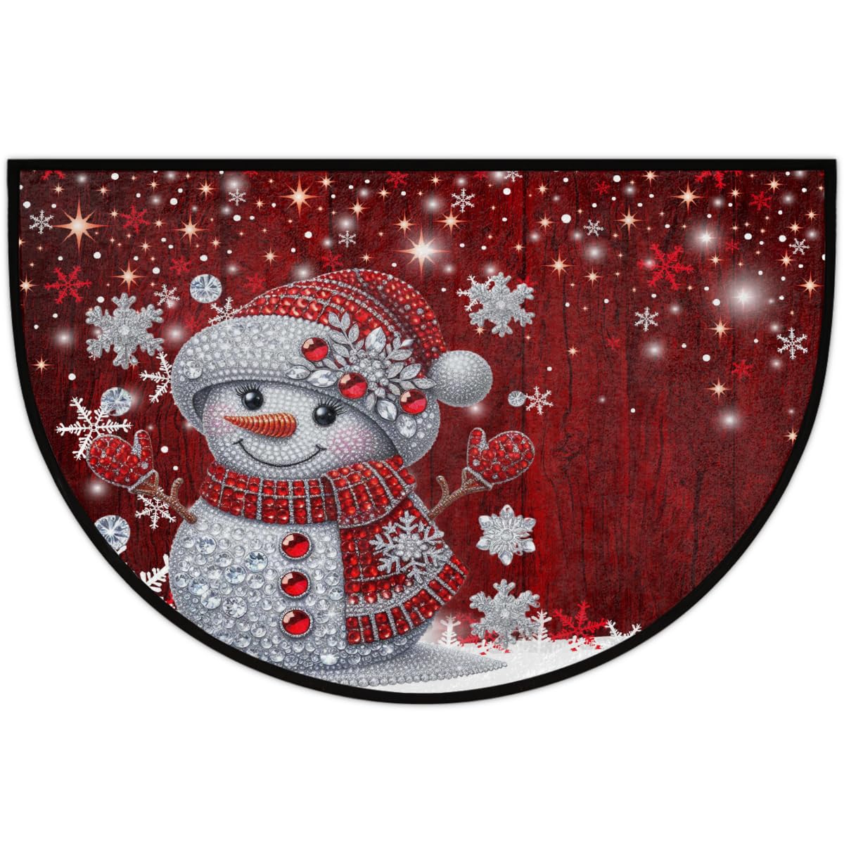 Snowman Half Round Door Mat Semi Circle Rug Half Moon Doormat (B:c-25)