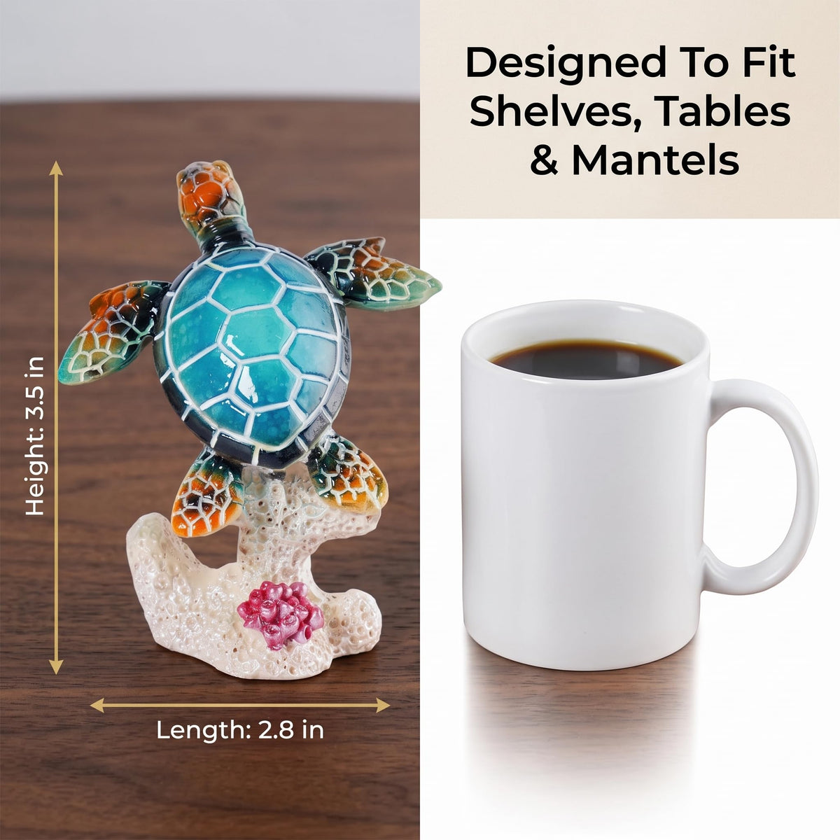 Turtle Ornament Sea Turtle Decor Statue (Blue D)
