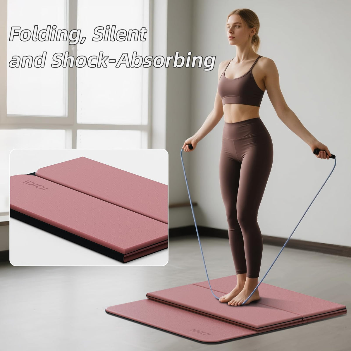 Foldable Yoga Mat Thick 0.32" (Deep Pink)