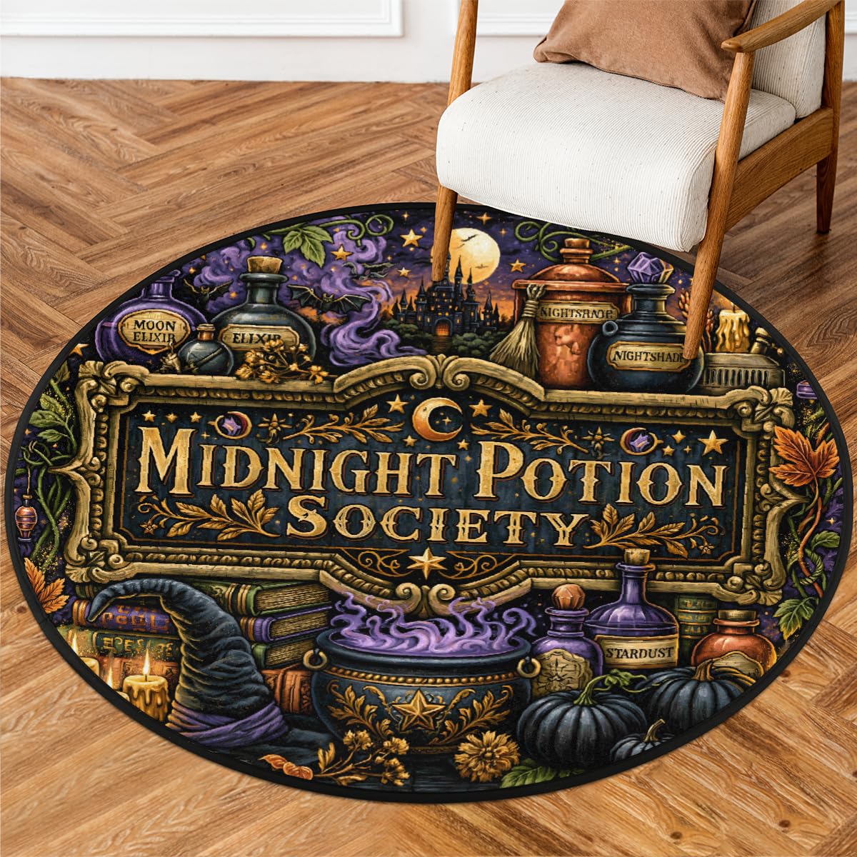 5 Ft Halloween Round Rug Circle Area Rugs Circular Door Mat for Indoor (B:c-19 / 5'3" (Round))