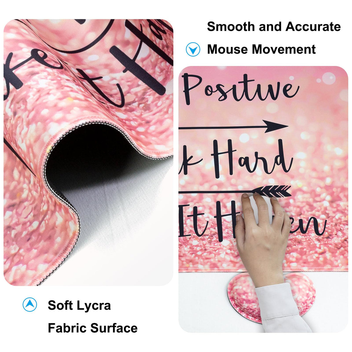 4 in 1 Mouse Pad and Keyboard Wrist Rest (D6-pink Words)