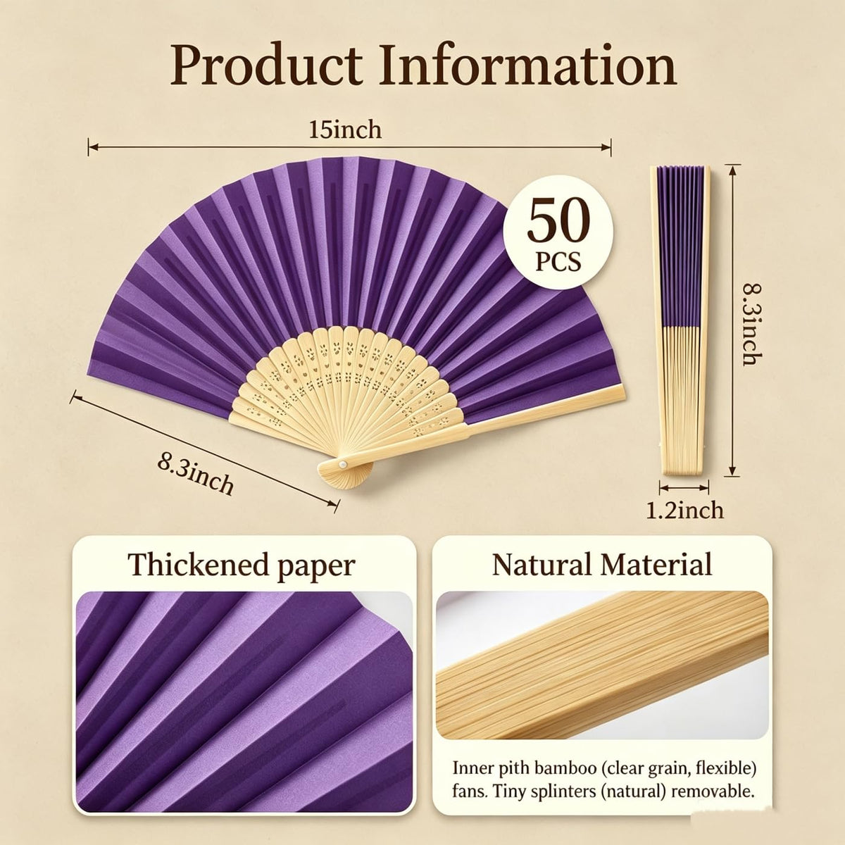 Paper Hand Fans (Purple-50)
