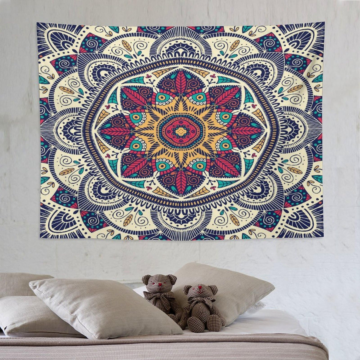 Abstract Mandala Tapestry Wall Hanging Indian Hippie Bohemian Art Floral Texture Pattern Tapestries Home Decor for Living Room Bedroom Kitchen Dorm 60"x80" (60"L x 80"W / Mandala-10)