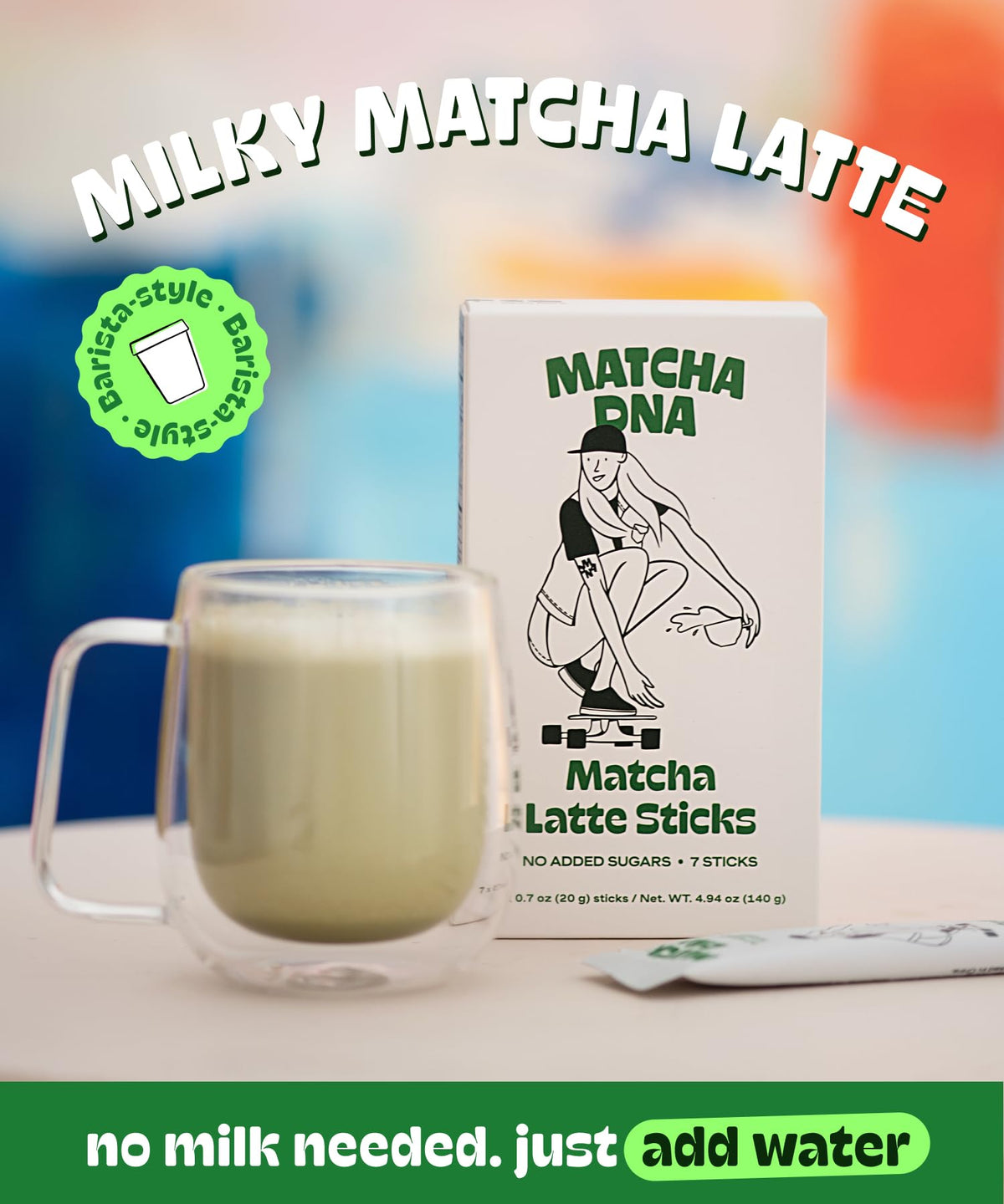 Matcha Latte Powder Sticks (Latte 7-Sticks)