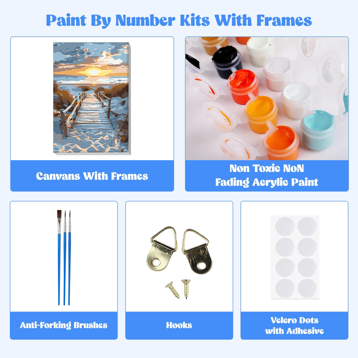 Beach Paint by Numbers Kit with Frame for Adults
