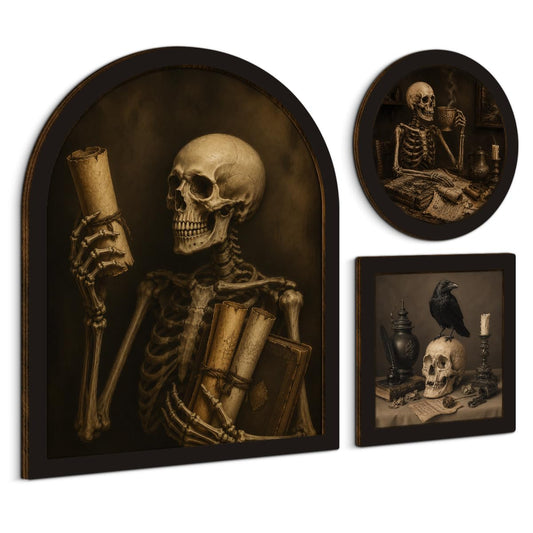 3 Pcs Skeleton Skull Wall Art Sign (Dark-08)