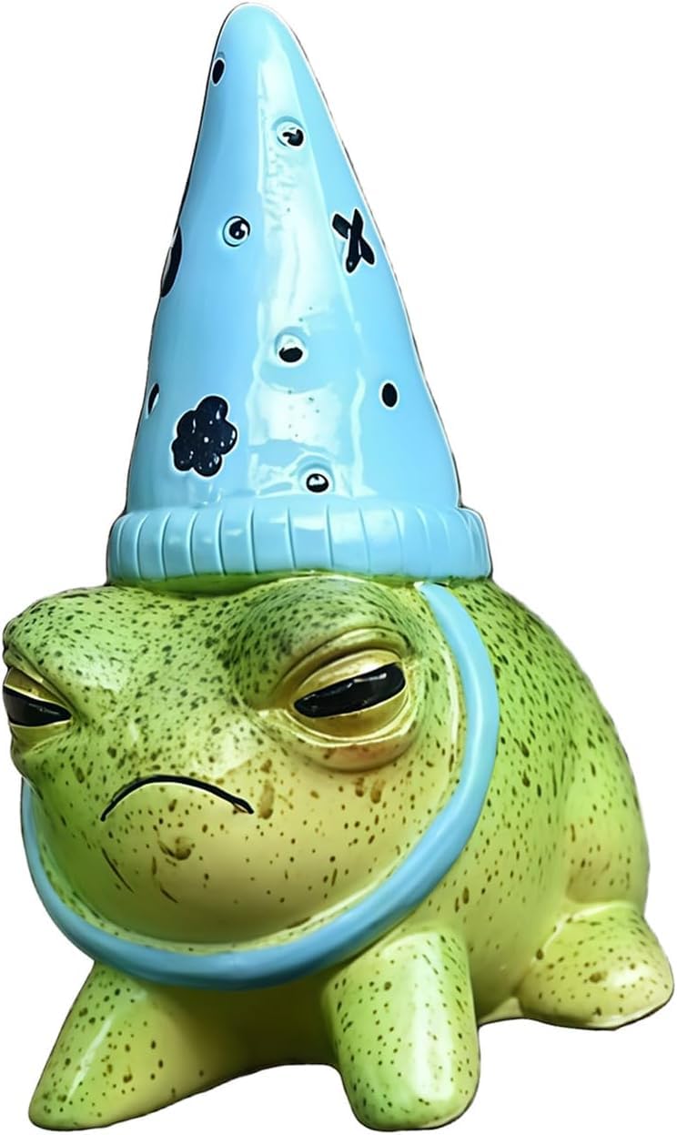 Charming Resin Frog Figurines with Hats (Blue Frog Figurines)