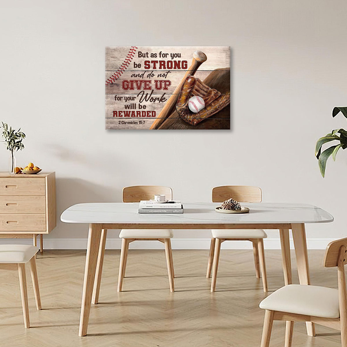 Christian Baseball Wall Art Boys Room Decor Scripture Sports Canvas Prints Painting Inspirational Motivational Quotes Pictures Framed Men Baseball Gifts Artwork for Classroom Gym Playroom 24"x16" (24"L x 16"W / Chronicles Baseball)