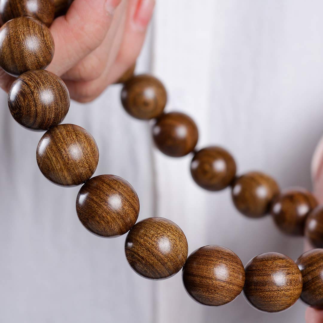 Unisex Natural Silkwood Tibetan Buddhism Meditation Prayer Bead Necklace Japa Mala Beads Bracelets (20mm 21 Beads Boutique)