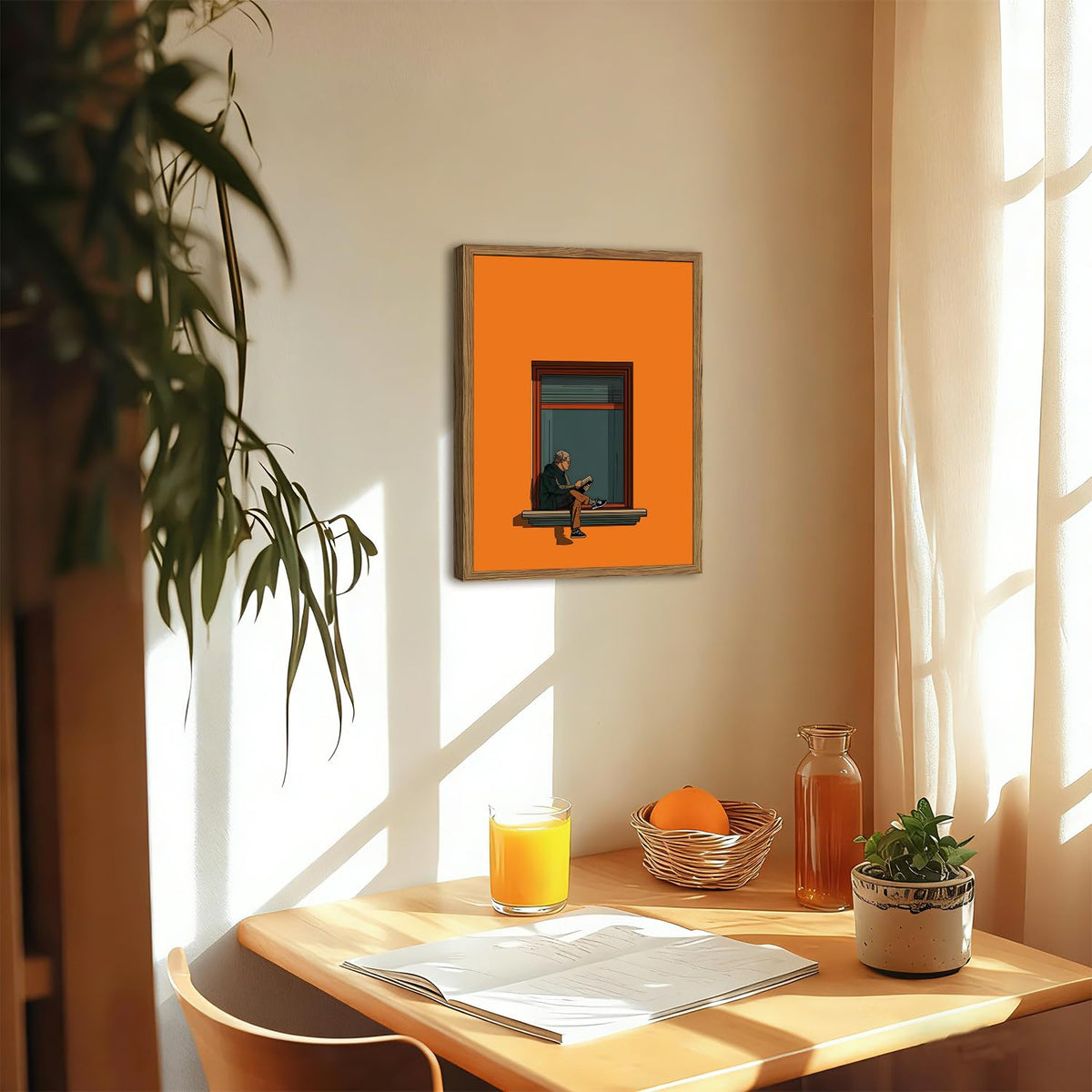 Framed Minimalist Orange Canvas Wall Art (Minimalist Orange / 24"L x 16"W)