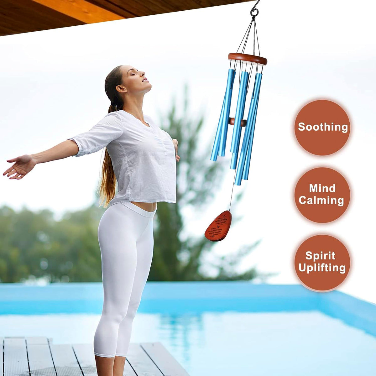Memorial Wind Chimes for Loss of Loved One (Blue - Teardrop Design)