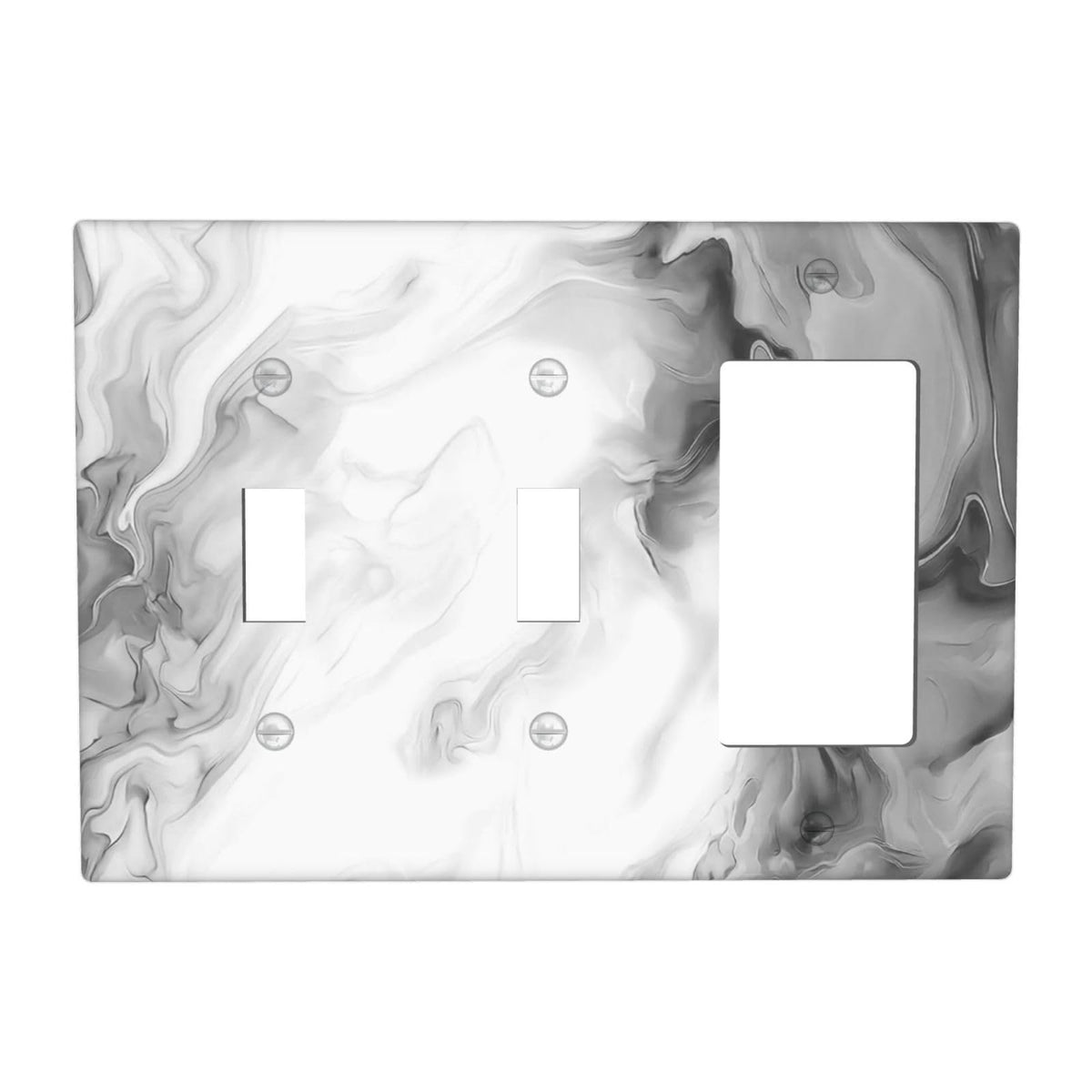 White Black Grey Ombre Marble 3 Gang 2 Toggle 1 Decorator (White Black/Grey Ombre Marble / 2 Toggle 1 Decorator)