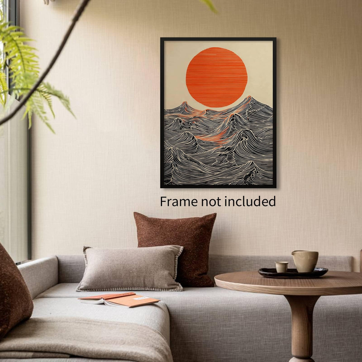 Abstract Japanese Style Artwork Sun and Waves Canvas Wall Art Modern Minimalist Ocean Poster Asian Home Decor Print Painting 20x30in Unframed for Japanese Living Room Bedroom Office (Unframed / Japanese Painting / 30"L x 20"W)