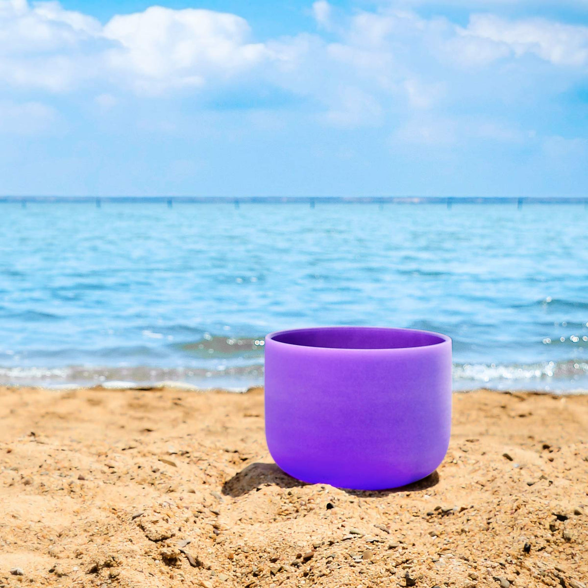 Purple B Note Crystal Singing Bowl Crown Chakra 8 inch with Heavy Duty Carrying Case and Suede Mallet (8 inch / Purple B Note)