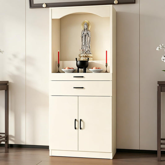 Solid Wood Altar Table (Beige / 27.6" x 15.7" x 65.4")