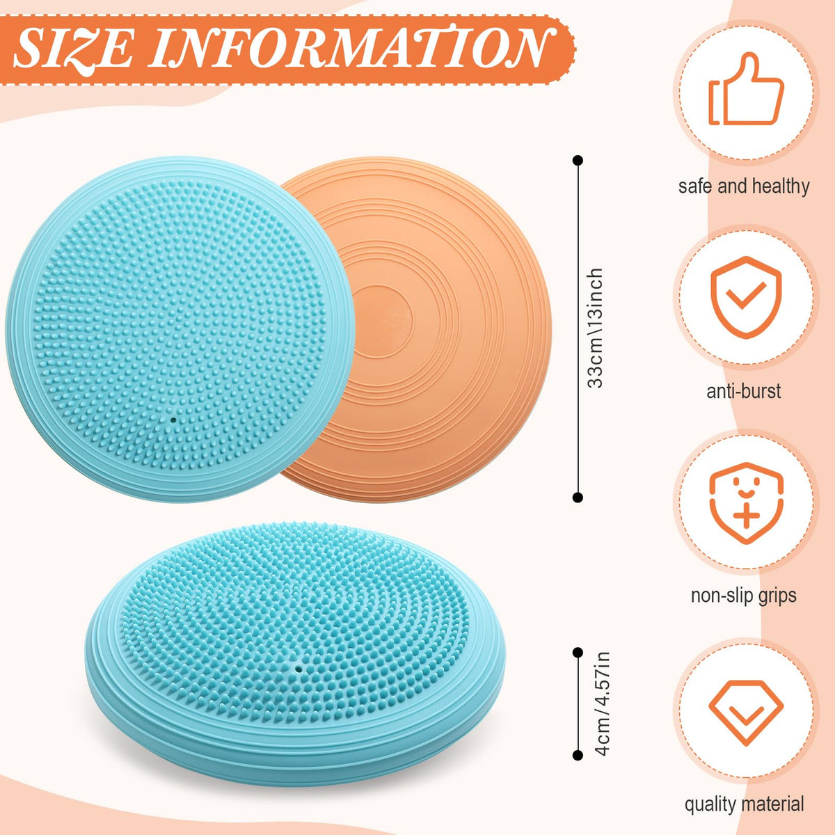 4 Pcs Wiggle Seat Inflated Wobble Cushion for Kids (Vibrant Color)