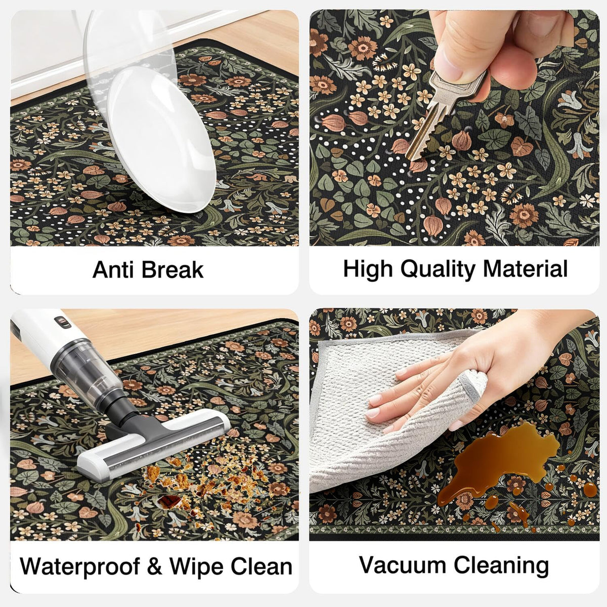 Anti Fatigue Kitchen Rugs Set of 2 (Grass-black)