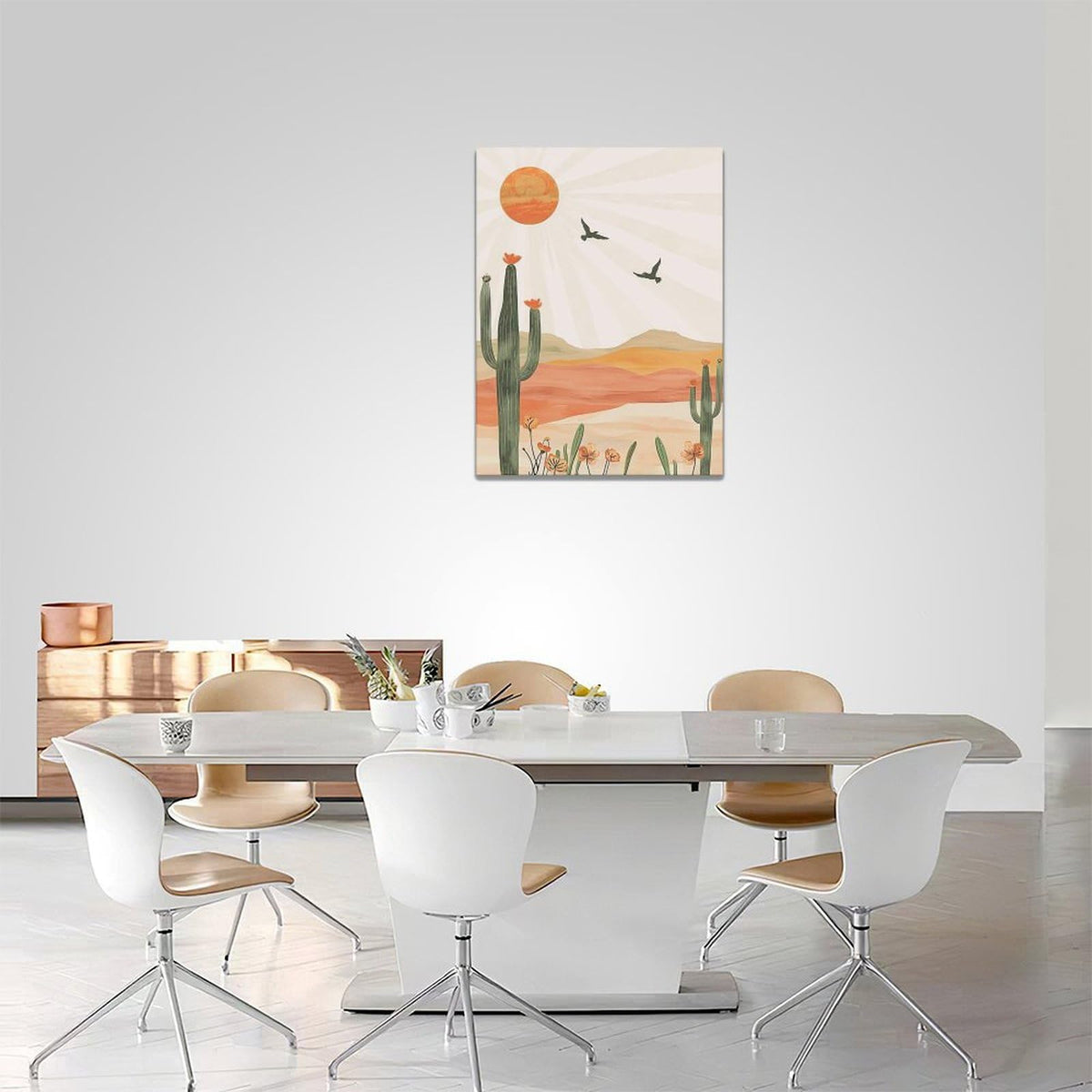 Boho Cactus Wall Art Succulent Desert Pictures Wall Decor Minimalist Nature Canvas Painting Print Home Modern Artwork Decorations Framed for Bathroom Living Room Bedroom Office 12 x 16 inch (16"L x 12"W / Cactus)