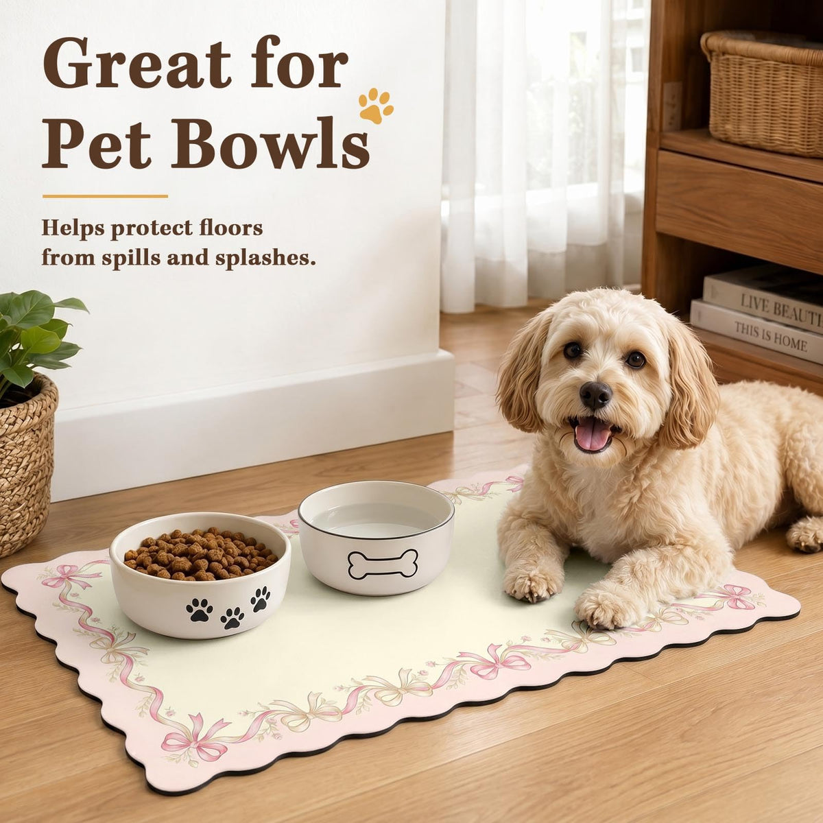 Scalloped Dish Drying Mat 2 (Coquette Bows / 12x19 inch)