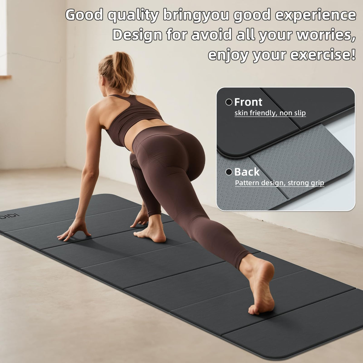 Foldable Yoga Mat Thick 0.32" (Black)