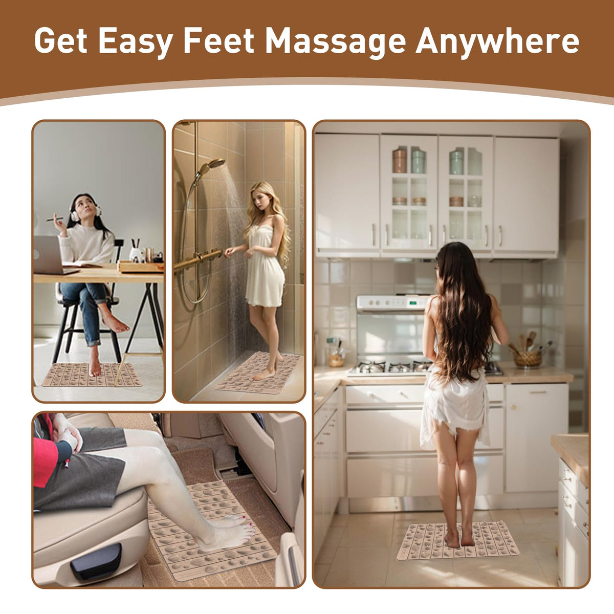 Portable Foot Massager Mat (Khaki - Small)