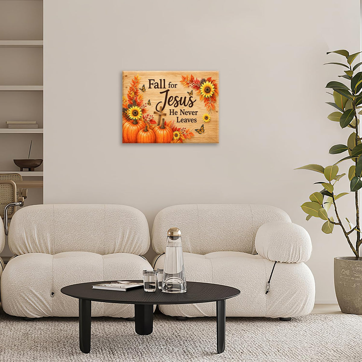 Fall Wall Art Christian Jesus Canvas Wall Decor Pumpkin Pictures Christ Paintings Prints Religious Bible verse Artwork Framed Decorations For Church Prayer Room Bathroom Bedroom Living Room Gifts 24" x 20" (Fall Jesus / 24"L x 20"W)