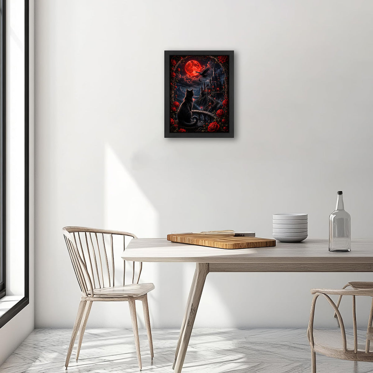 Gothic Black Cat Decor Wall Art (Wall Art Framed 43 / 24"L x 16"W)