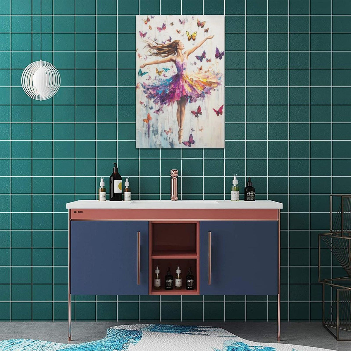 Ballerina Wall Art (24"L x 16"W / Ballet Girl Butterfly)
