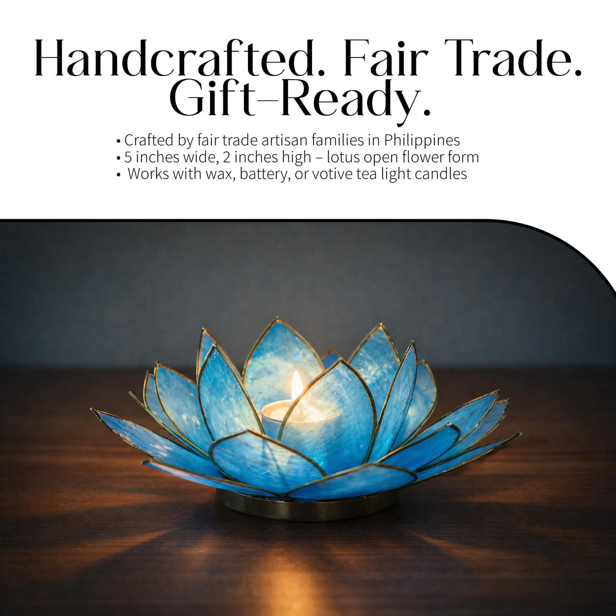 Gemstone Lotus Tea Light Holder (Turquoise / Regular)