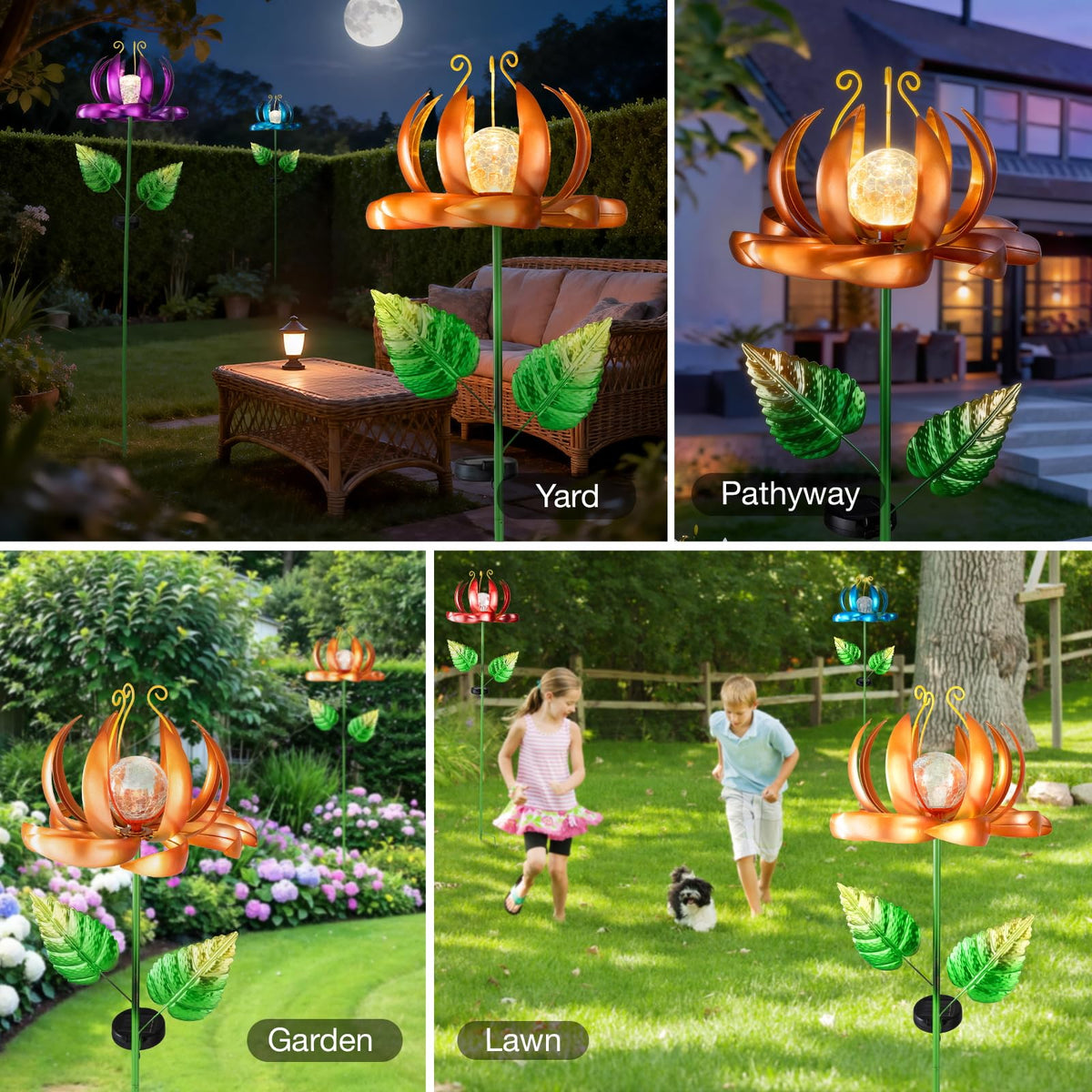 Solar Yard Lights Wind Spinners (Yellow-large)