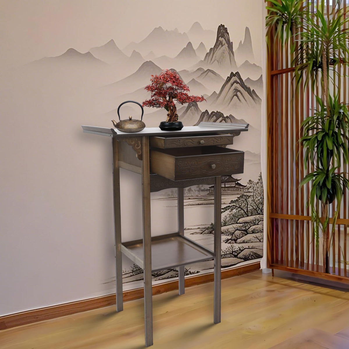 Bamboo Altar Table with Drawer (26" x 15.8" x 39.4")
