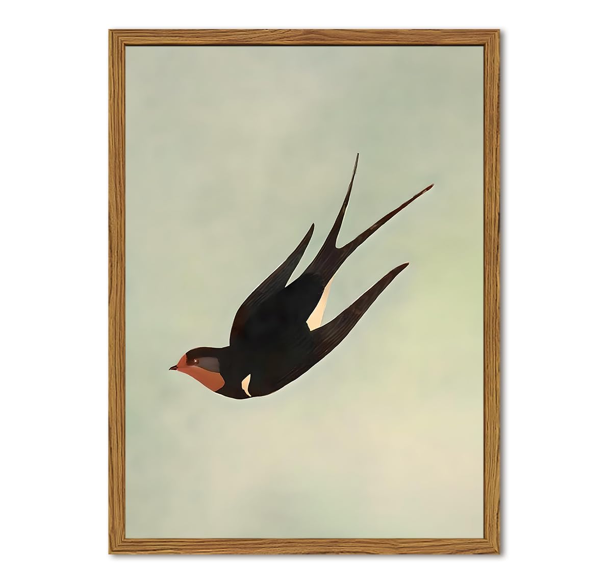 Framed Vintage Bird Wall Art (Black Swallow / 16"L x 12"W)