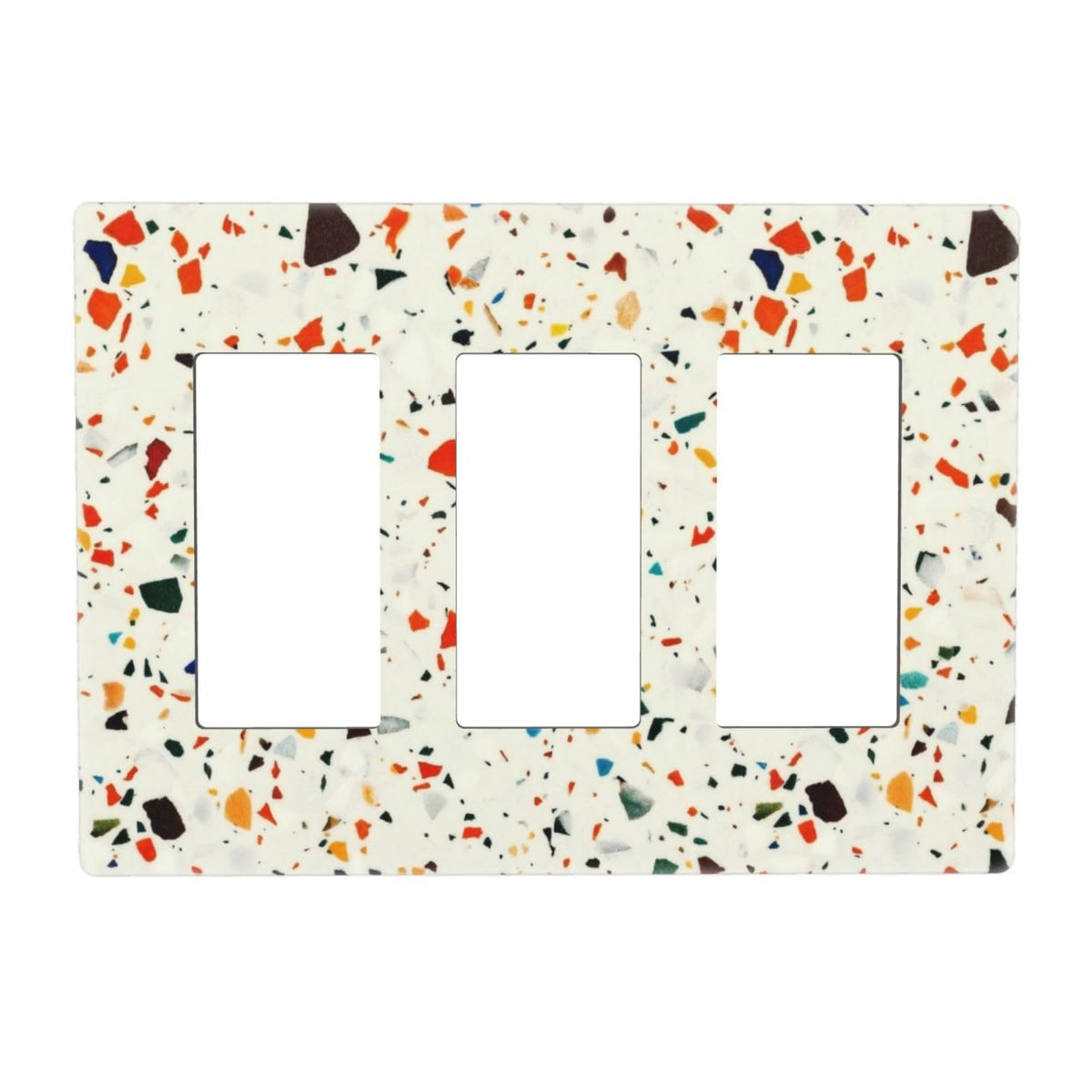 Beige.Cream Yellow Terrazzo Marble 3 Gang Triple Rocker (Beige.Cream Yellow Terrazzo Marble / 3 Gang Decorator Screwless)