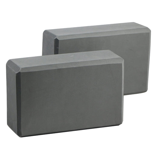 Yoga Blocks 2 Pack EVA Foam Gym Bricks Pilates Stretch Gray (Grey / 9 x 6 x 3 inch)