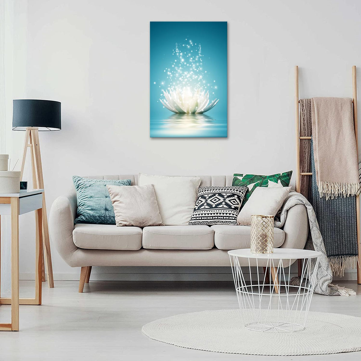 Canvas Prints Wall Art Lotus Flower Pictures Bathroom Decor Zen Painting Spa Photo Artwork Framed for Spiritual Meditation Yoga Room Ready to Hang 20x 30inch (20"L x 30"W / Lotus 01)