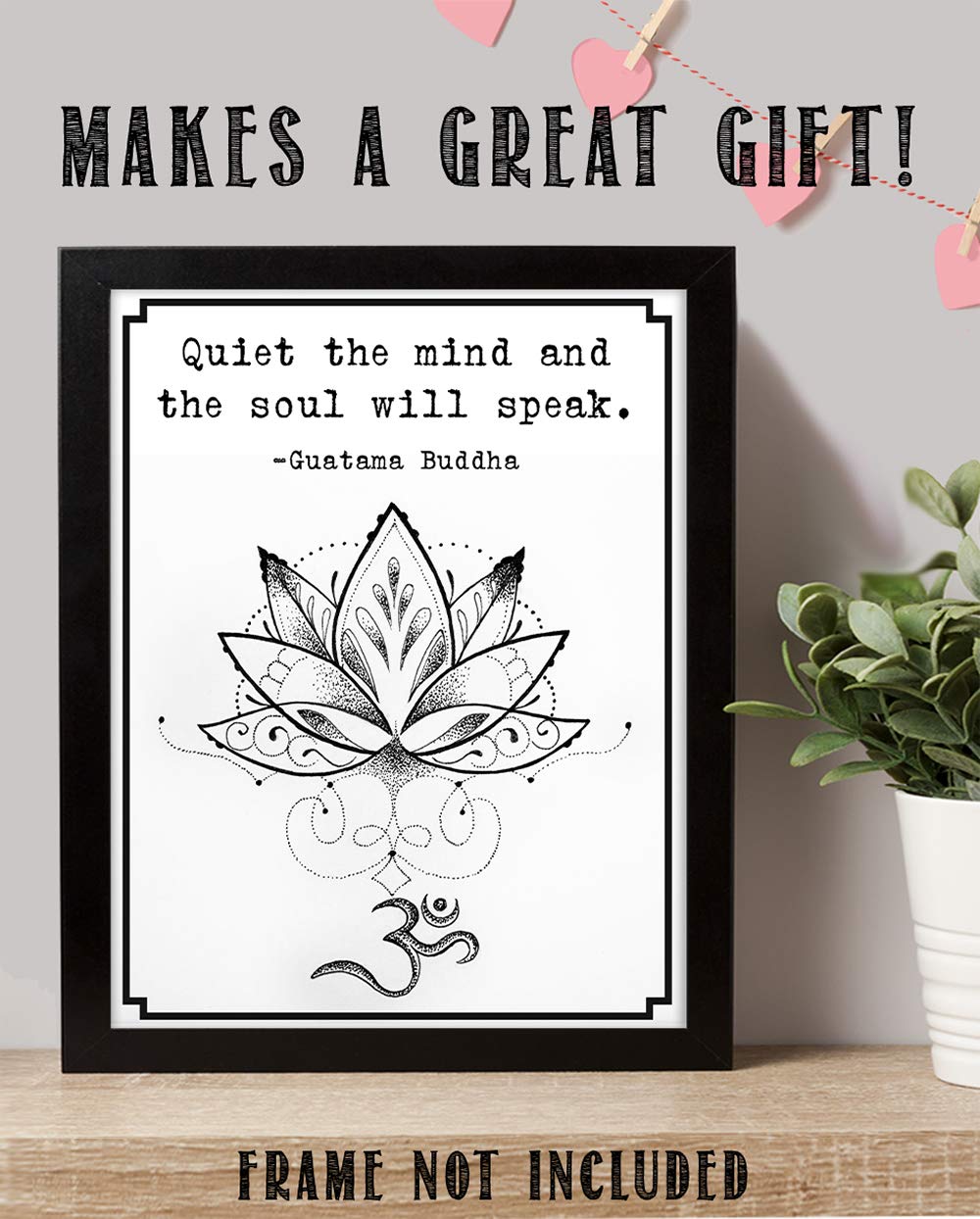 Buddha Inspirational Spiritual Quotes Wall Art Decor (Soul will speak | Lotus)